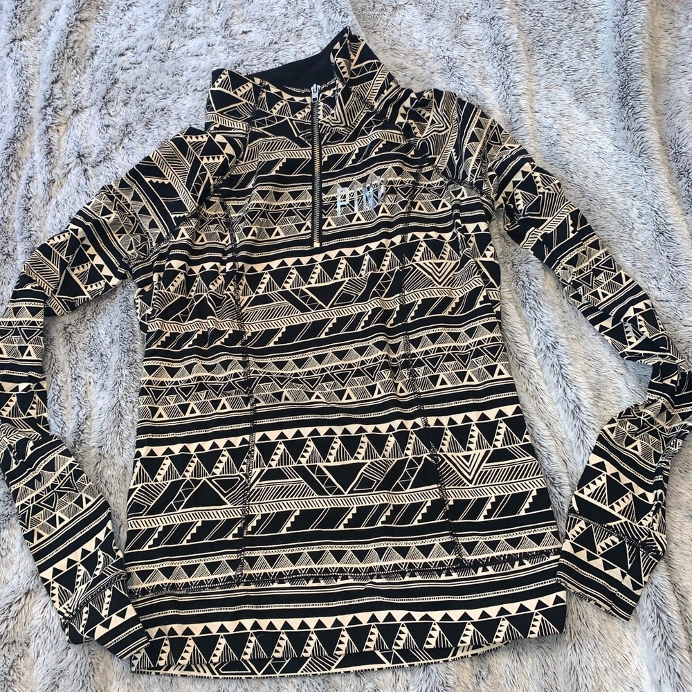 Black and cream tribal half zip